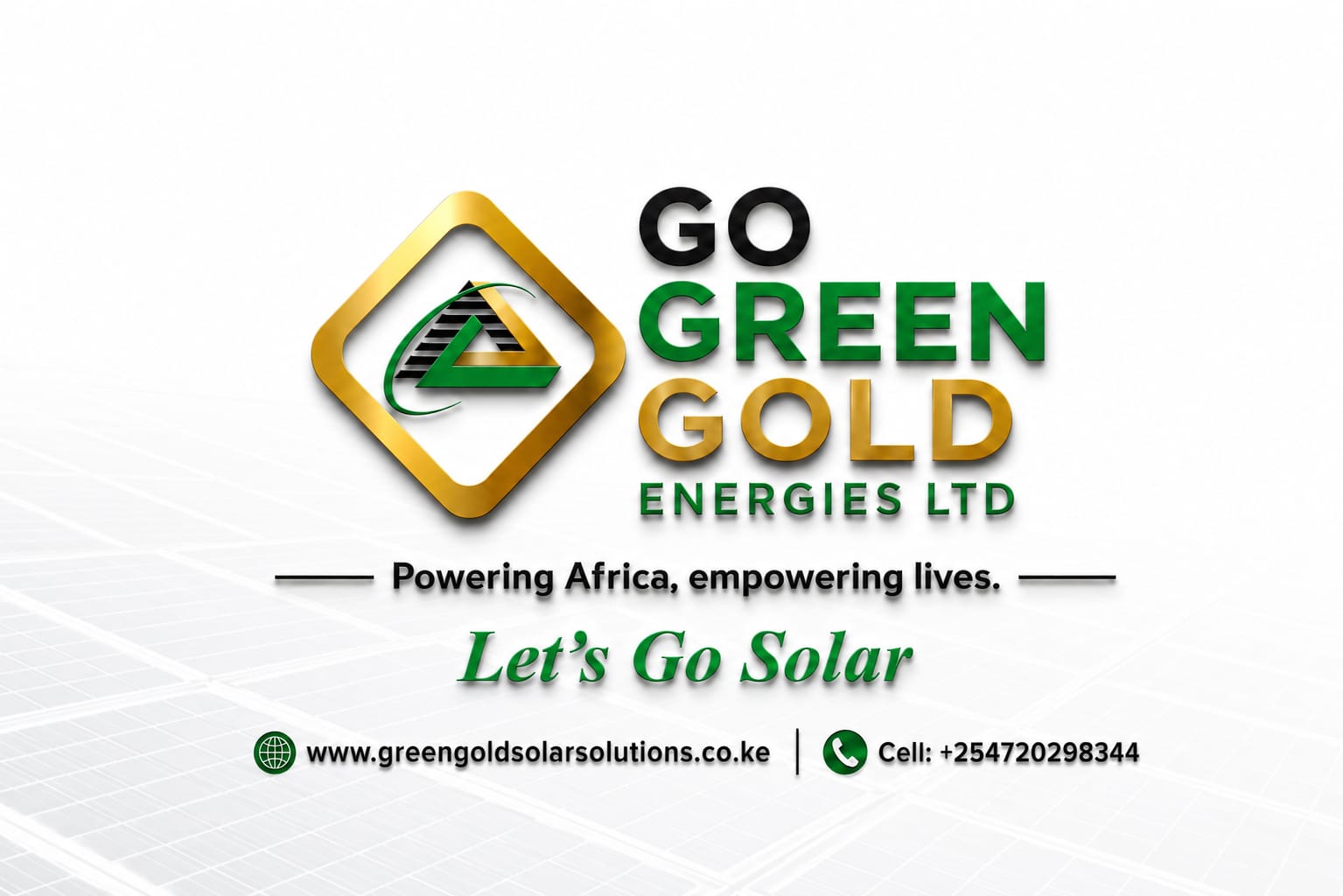 Go Green Gold Energies Ltd brand board: Powering Africa, empowering lives — Let's Go Solar